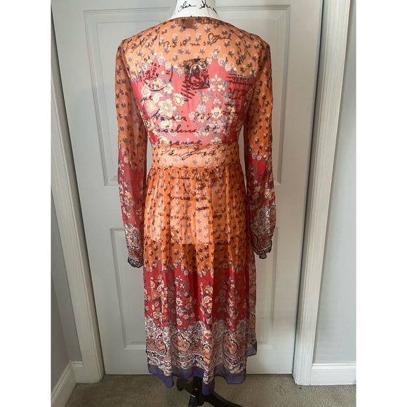 Boho Sheer Floral Dress Size 8 - Picture 3 of 11
